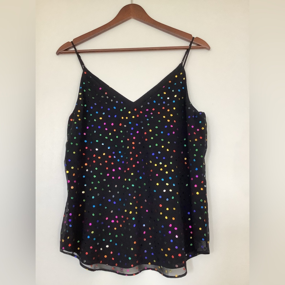 Express neon vibrant rainbow polka dot adjustable strap cami